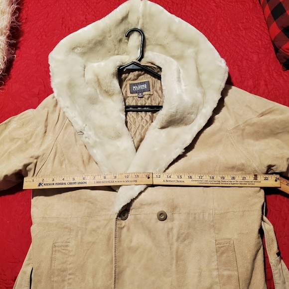 Wilson’s Leather Jacket Coat Faux Fur Long Suede Winter Wilson Tan Size M - Picture 9 of 15